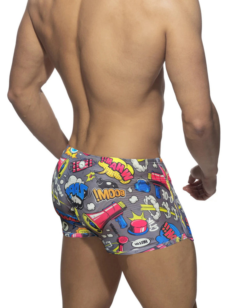 Men's Low-Rise Printed Quick-Dry Sport & Vacation Seamless Comfort Swim Shorts | dmunderwear detail image 6