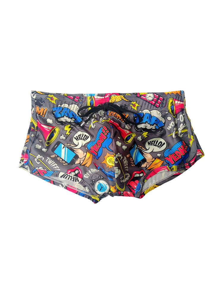 Men's Low-Rise Printed Quick-Dry Sport & Vacation Seamless Comfort Swim Shorts | dmunderwear detail image 7