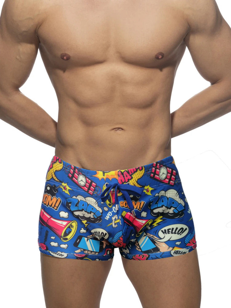 Men's Low-Rise Printed Quick-Dry Sport & Vacation Seamless Comfort Swim Shorts | dmunderwear detail image 8