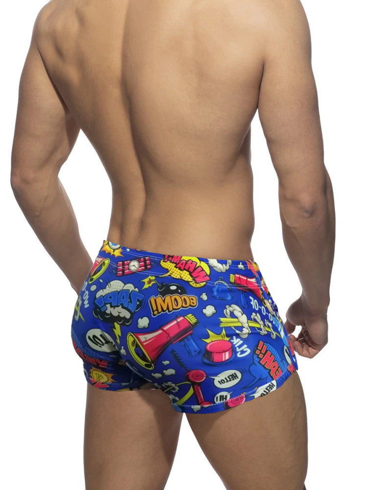 Men's Low-Rise Printed Quick-Dry Sport & Vacation Seamless Comfort Swim Shorts | dmunderwear detail image 9