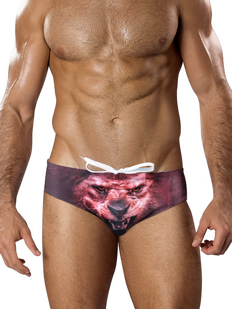 Men's Low-Rise Sexy Stylish Print Swim Briefs | dmunderwear detail image 10
