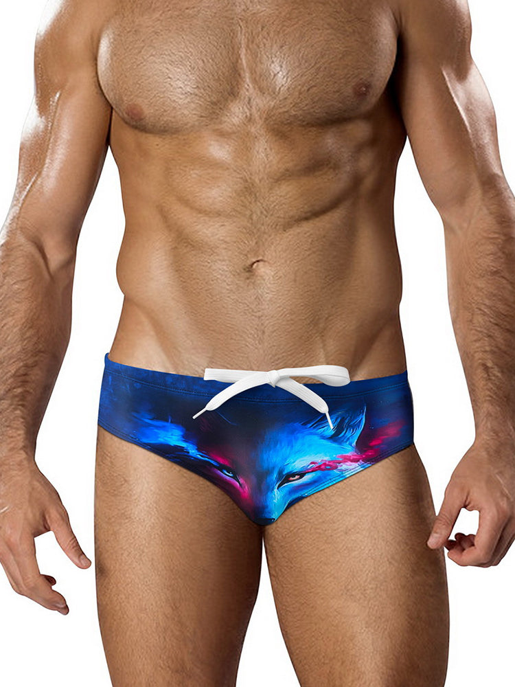 Men's Low-Rise Sexy Stylish Print Swim Briefs | dmunderwear detail image 15