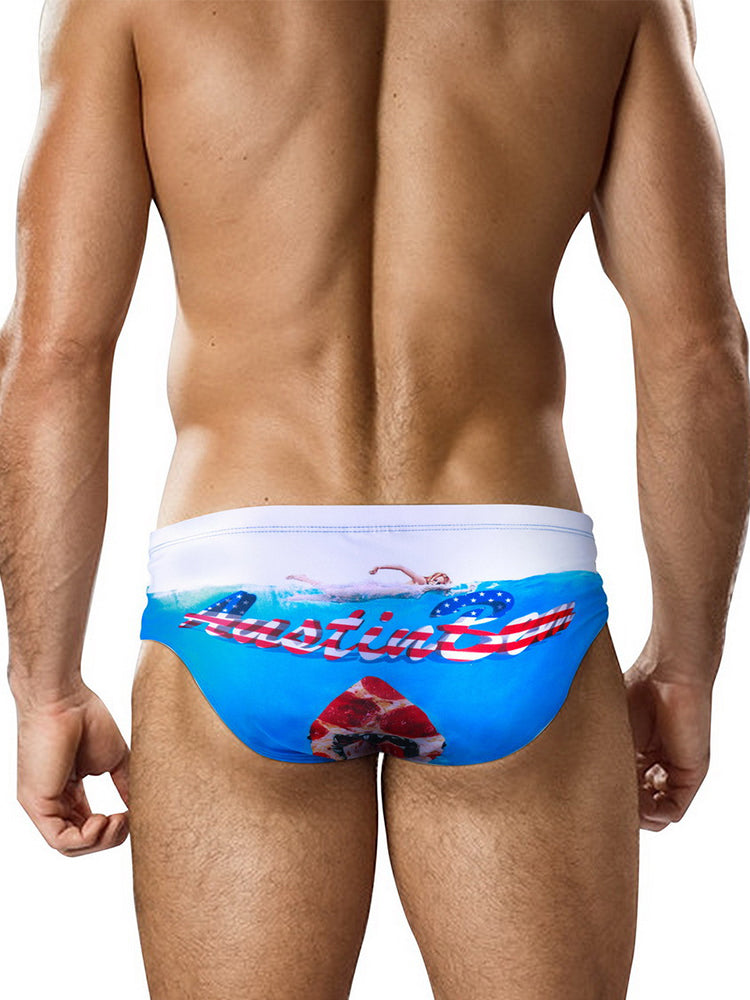 Men's Low-Rise Sexy Stylish Print Swim Briefs | dmunderwear detail image 19