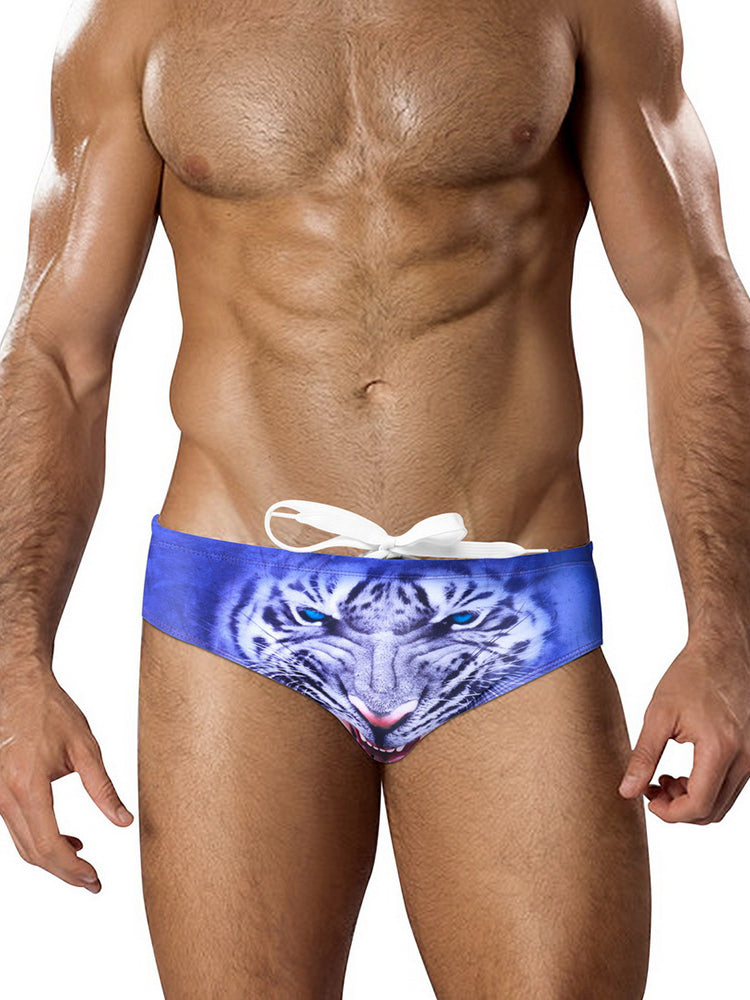 Men's Low-Rise Sexy Stylish Print Swim Briefs | dmunderwear detail image 8