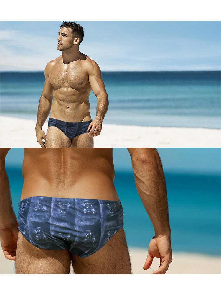 Men's Low-Rise Stylish Print Swim Briefs | dmunderwear detail image 11