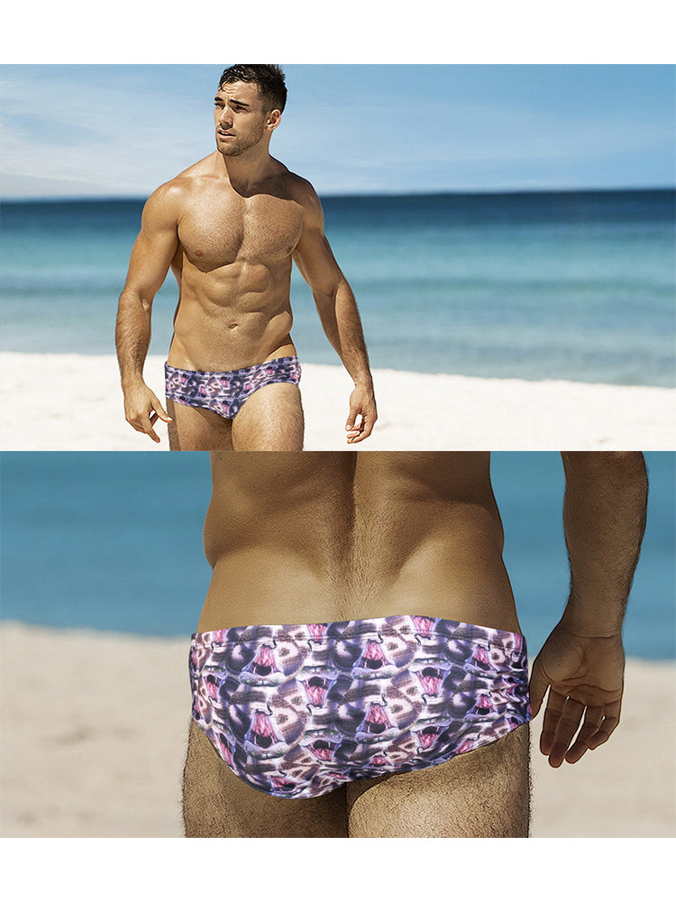 Men's Low-Rise Stylish Print Swim Briefs | dmunderwear detail image 14