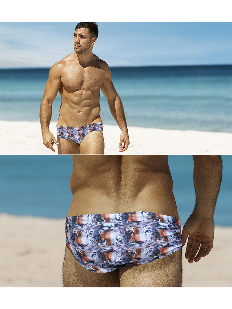 Men's Low-Rise Stylish Print Swim Briefs | dmunderwear detail image 15