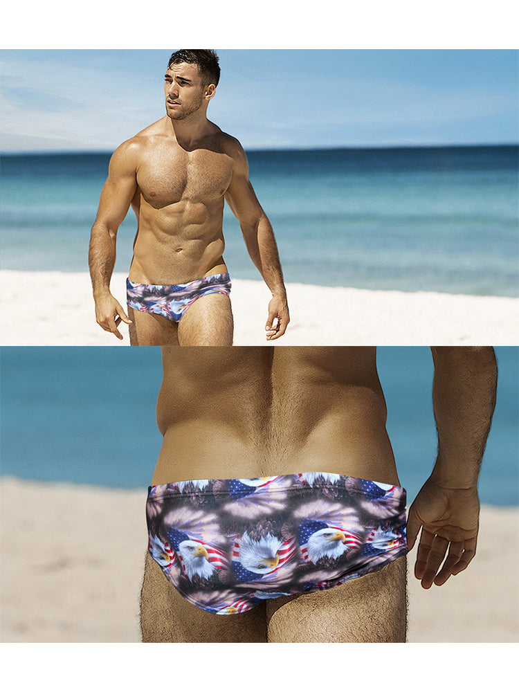 Men's Low-Rise Stylish Print Swim Briefs | dmunderwear detail image 16