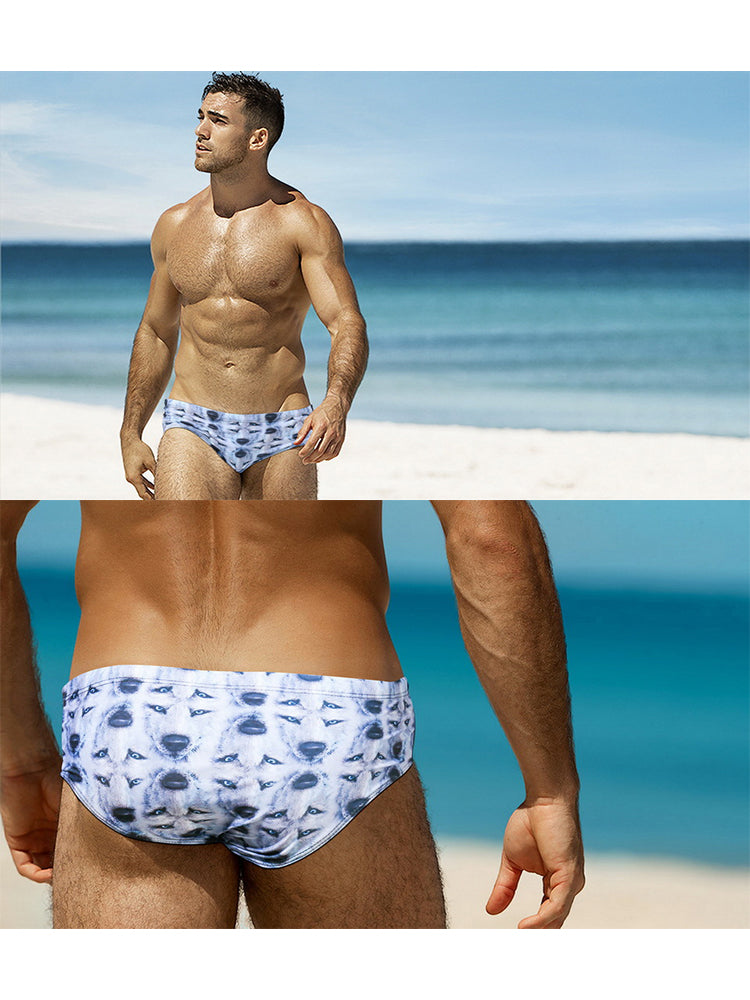 Men's Low-Rise Stylish Print Swim Briefs | dmunderwear detail image 3