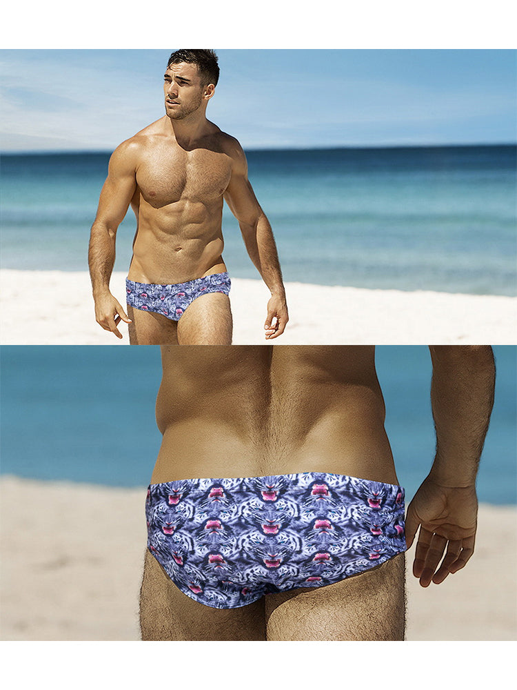 Men's Low-Rise Stylish Print Swim Briefs | dmunderwear detail image 4