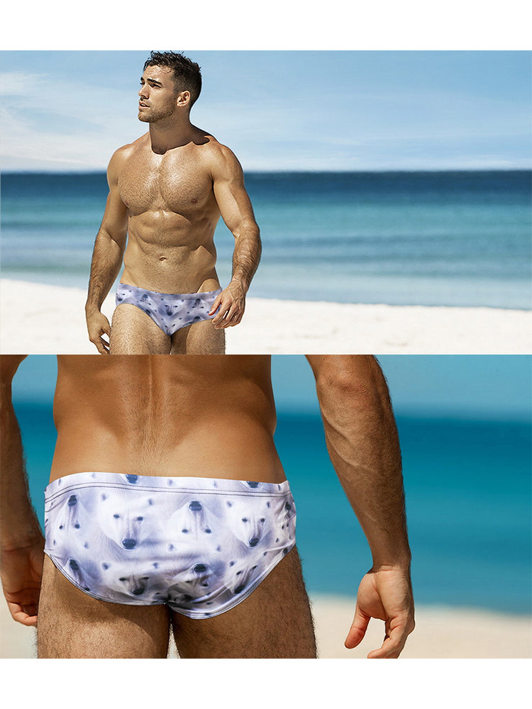 Men's Low-Rise Stylish Print Swim Briefs | dmunderwear detail image 9