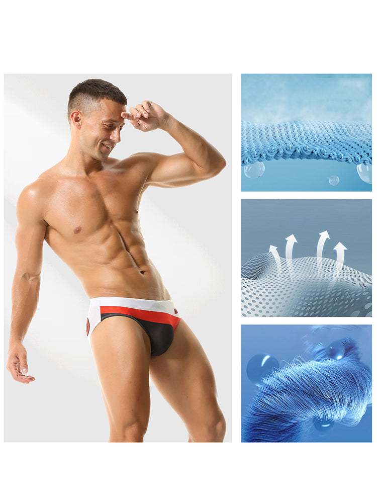Men's Low-Rise Supportive Fit Quick-Dry Full Coverage Swim Briefs | dmunderwear detail image 4