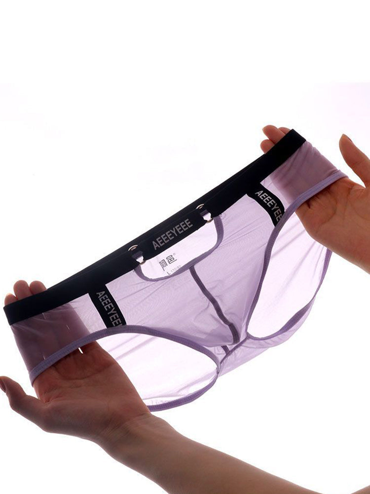 Men's Low Waist Narrow Waist Ice Silk Breathable Convex Pocket Briefs | dmunderwear