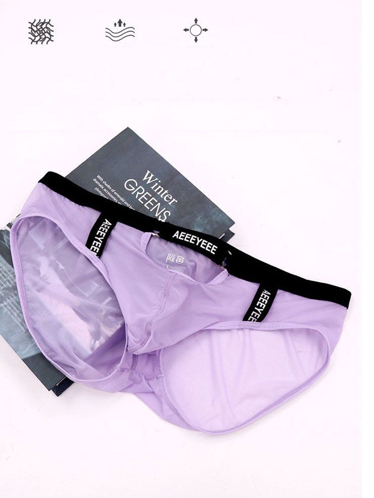 Men's Low Waist Narrow Waist Ice Silk Breathable Convex Pocket Briefs | dmunderwear detail image 3