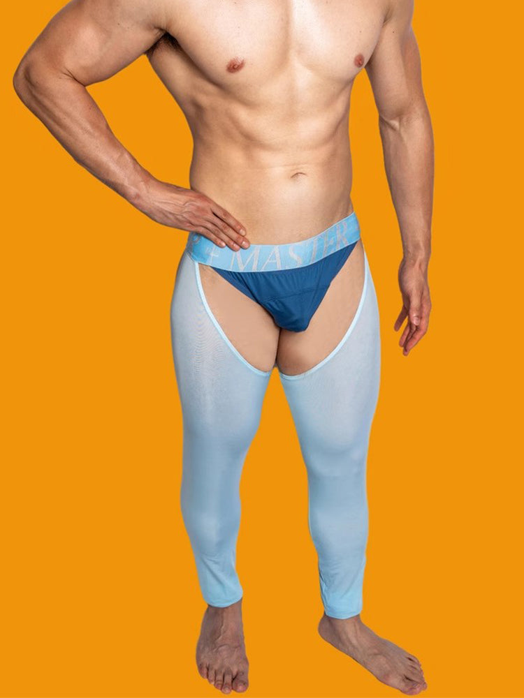 Men's Low-Waist Sexy Hollow Silk-Smooth Semi-Transparent Thermal Pants | dmunderwear detail image 10
