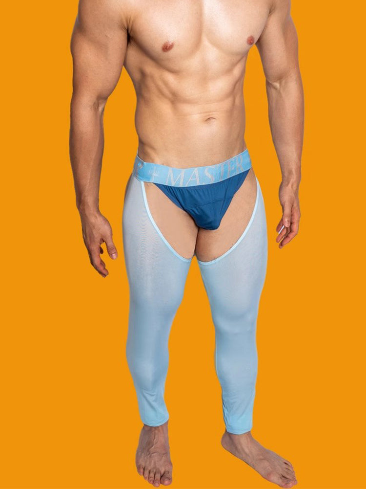 Men's Low-Waist Sexy Hollow Silk-Smooth Semi-Transparent Thermal Pants | dmunderwear detail image 11