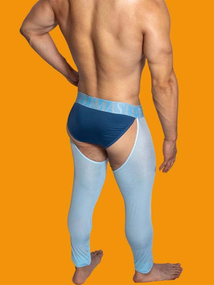 Men's Low-Waist Sexy Hollow Silk-Smooth Semi-Transparent Thermal Pants | dmunderwear detail image 13