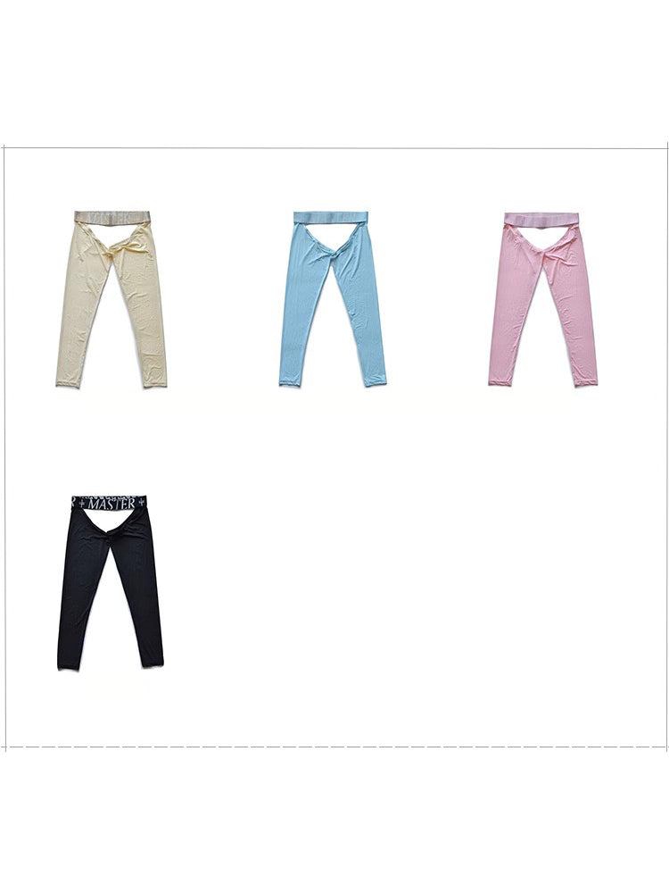 Men's Low-Waist Sexy Hollow Silk-Smooth Semi-Transparent Thermal Pants | dmunderwear detail image 14