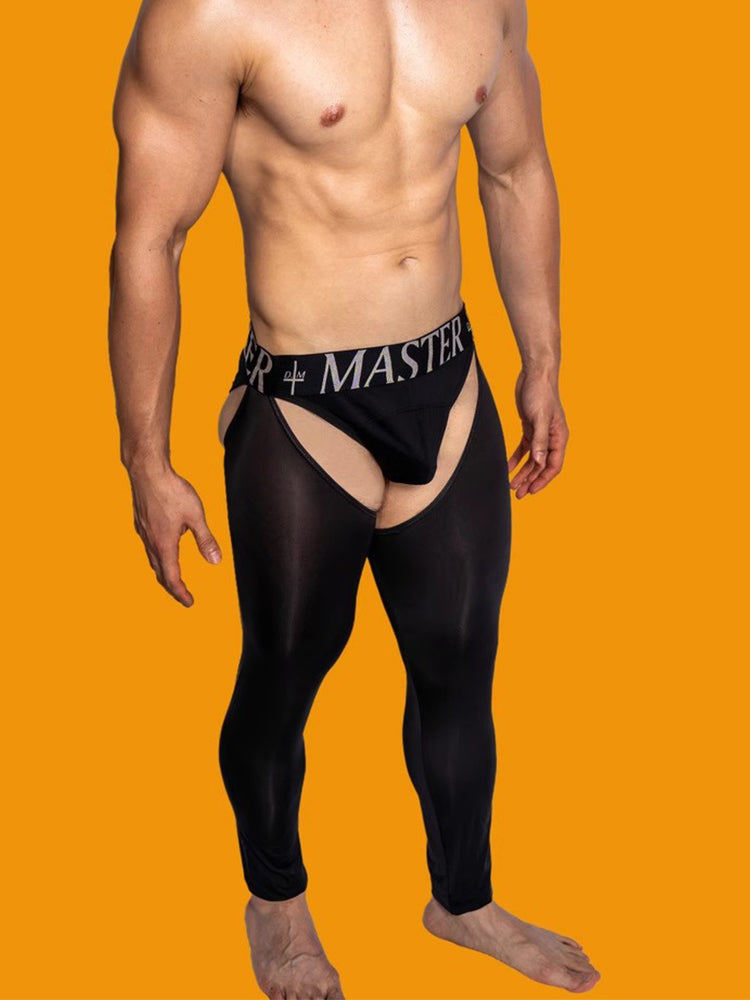 Men's Low-Waist Sexy Hollow Silk-Smooth Semi-Transparent Thermal Pants | dmunderwear detail image 18