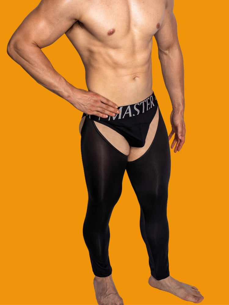 Men's Low-Waist Sexy Hollow Silk-Smooth Semi-Transparent Thermal Pants | dmunderwear detail image 20