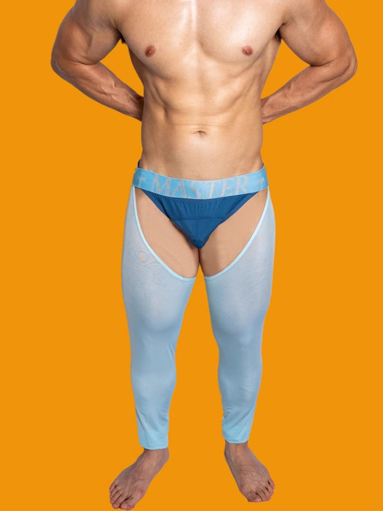 Men's Low-Waist Sexy Hollow Silk-Smooth Semi-Transparent Thermal Pants | dmunderwear detail image 3