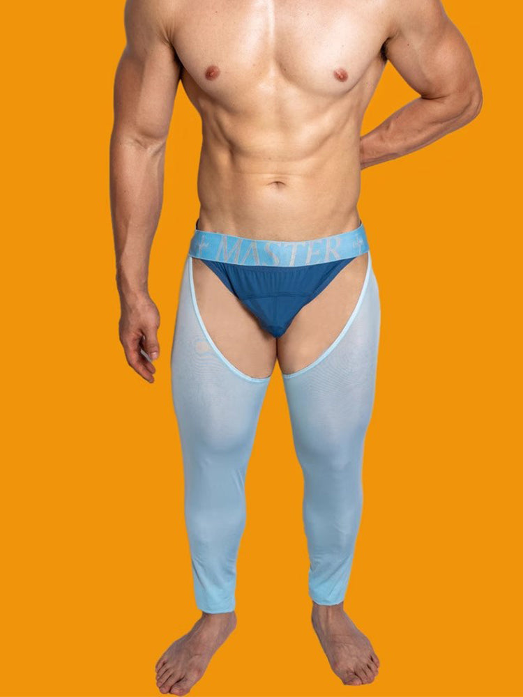 Men's Low-Waist Sexy Hollow Silk-Smooth Semi-Transparent Thermal Pants | dmunderwear detail image 4