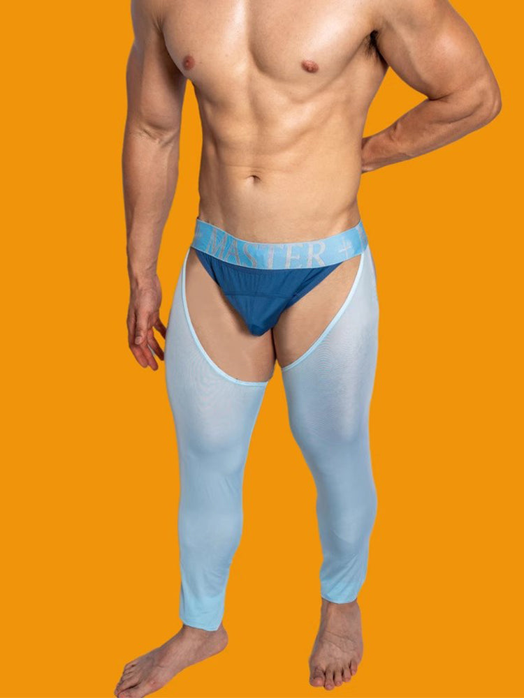 Men's Low-Waist Sexy Hollow Silk-Smooth Semi-Transparent Thermal Pants | dmunderwear detail image 5