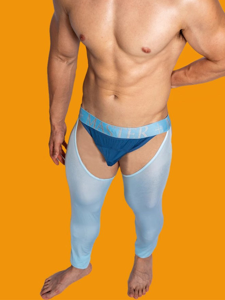 Men's Low-Waist Sexy Hollow Silk-Smooth Semi-Transparent Thermal Pants | dmunderwear detail image 7