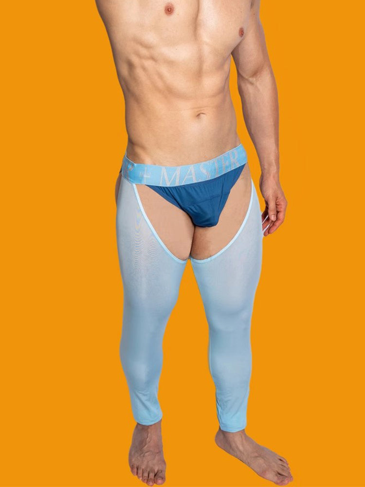 Men's Low-Waist Sexy Hollow Silk-Smooth Semi-Transparent Thermal Pants | dmunderwear detail image 9