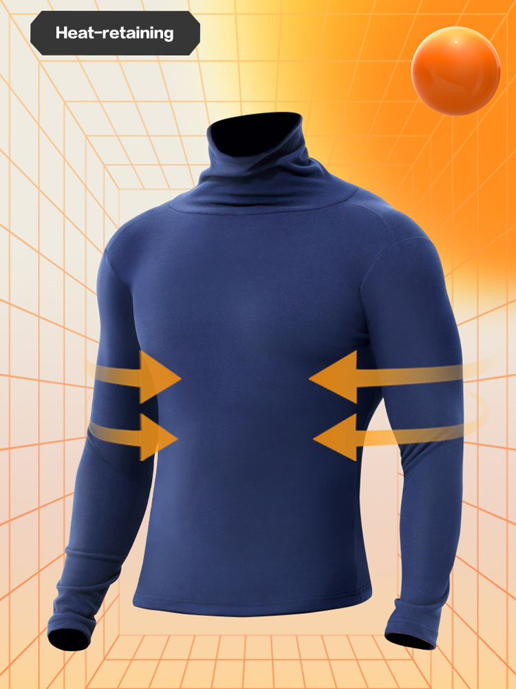 Men's Mid-high Collar Warm Cold-proof Long-sleeved Bottoming Shirt | dmunderwear detail image 10