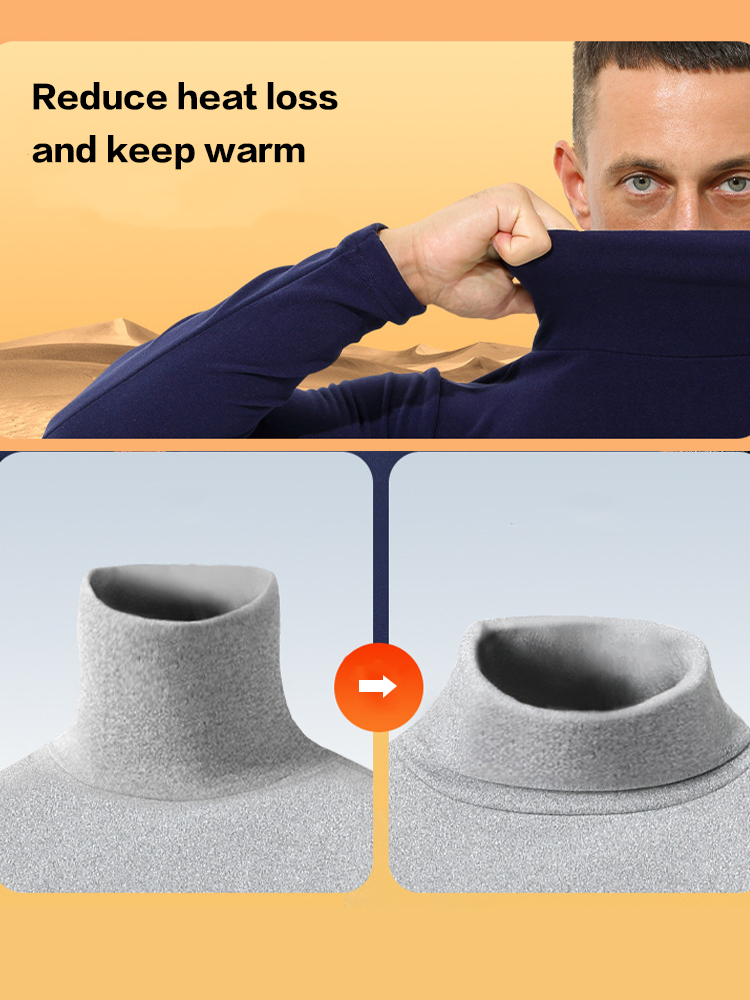 Men's Mid-high Collar Warm Cold-proof Long-sleeved Bottoming Shirt | dmunderwear detail image 11