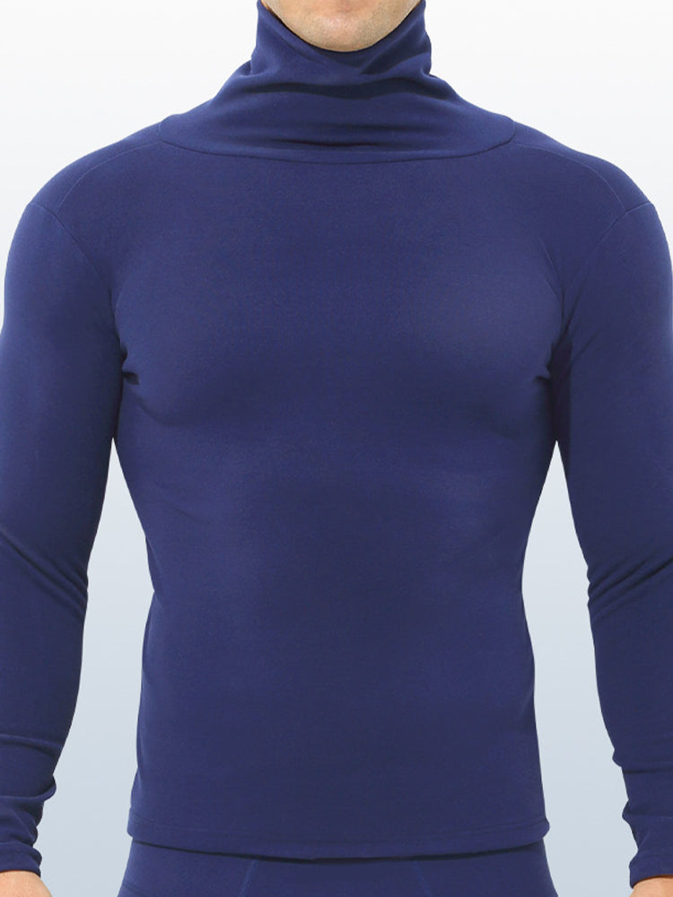Men's Mid-high Collar Warm Cold-proof Long-sleeved Bottoming Shirt | dmunderwear detail image 14