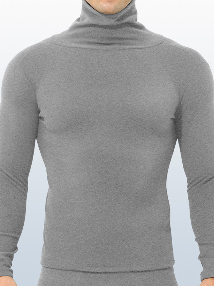 Men's Mid-high Collar Warm Cold-proof Long-sleeved Bottoming Shirt | dmunderwear detail image 17