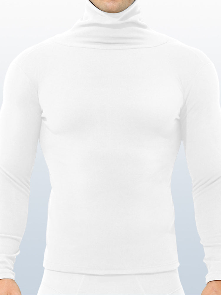 Men's Mid-high Collar Warm Cold-proof Long-sleeved Bottoming Shirt | dmunderwear detail image 2