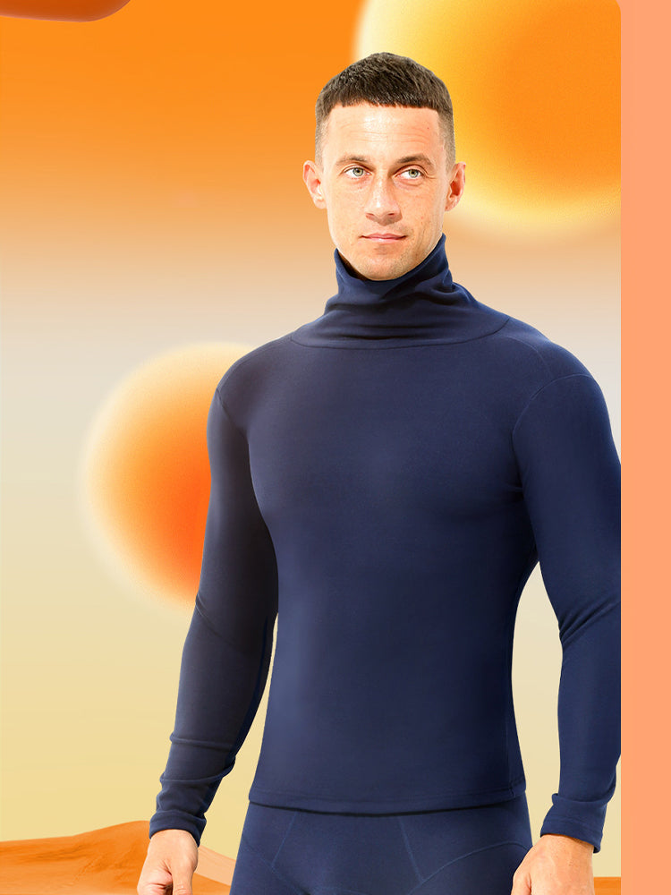 Men's Mid-high Collar Warm Cold-proof Long-sleeved Bottoming Shirt | dmunderwear detail image 4