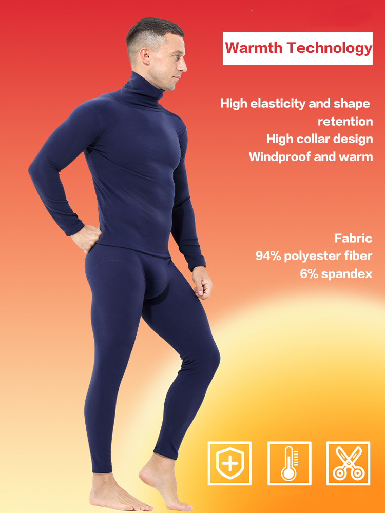 Men's Mid-high Collar Warm Cold-proof Long-sleeved Bottoming Shirt | dmunderwear detail image 5