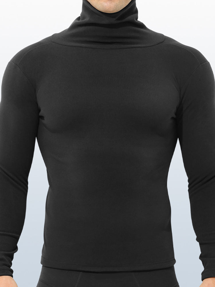 Men's Mid-high Collar Warm Cold-proof Long-sleeved Bottoming Shirt | dmunderwear detail image 8