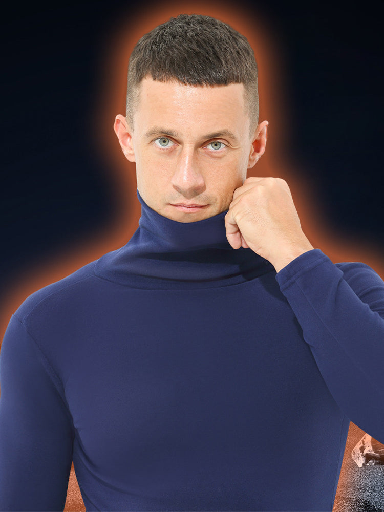 Men's Mid-high Collar Warm Cold-proof Long-sleeved Bottoming Shirt | dmunderwear detail image 9
