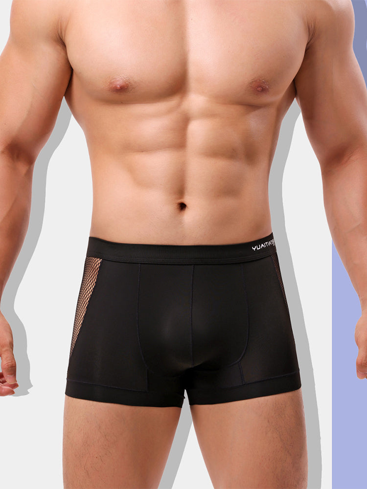 Men's Sexy Mid-Rise Comfy Waistband Silky Touch Sporty Cut Cooling Airflow Trunks | dmunderwear detail image 2