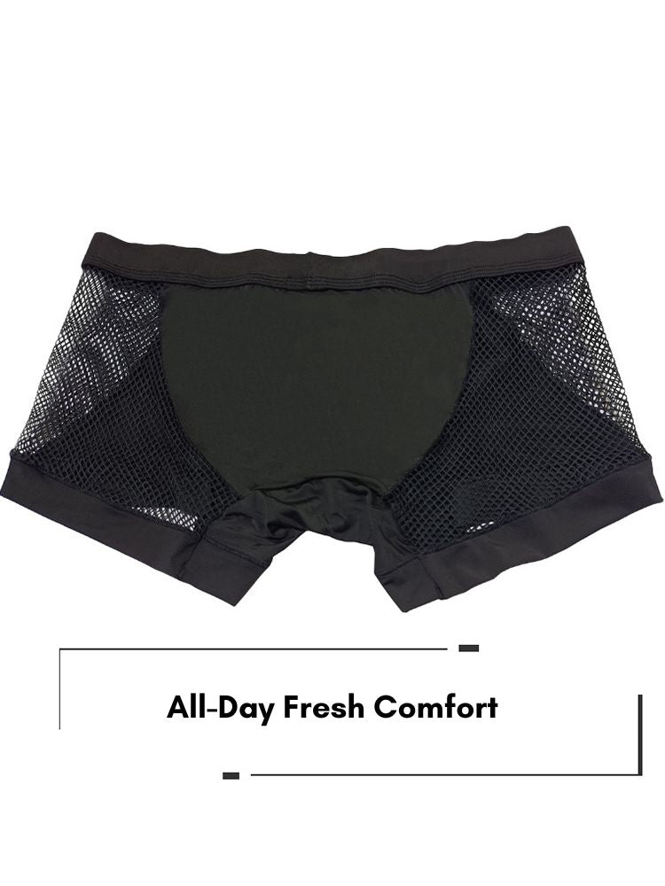 Men's Sexy Mid-Rise Comfy Waistband Silky Touch Sporty Cut Cooling Airflow Trunks | dmunderwear detail image 7