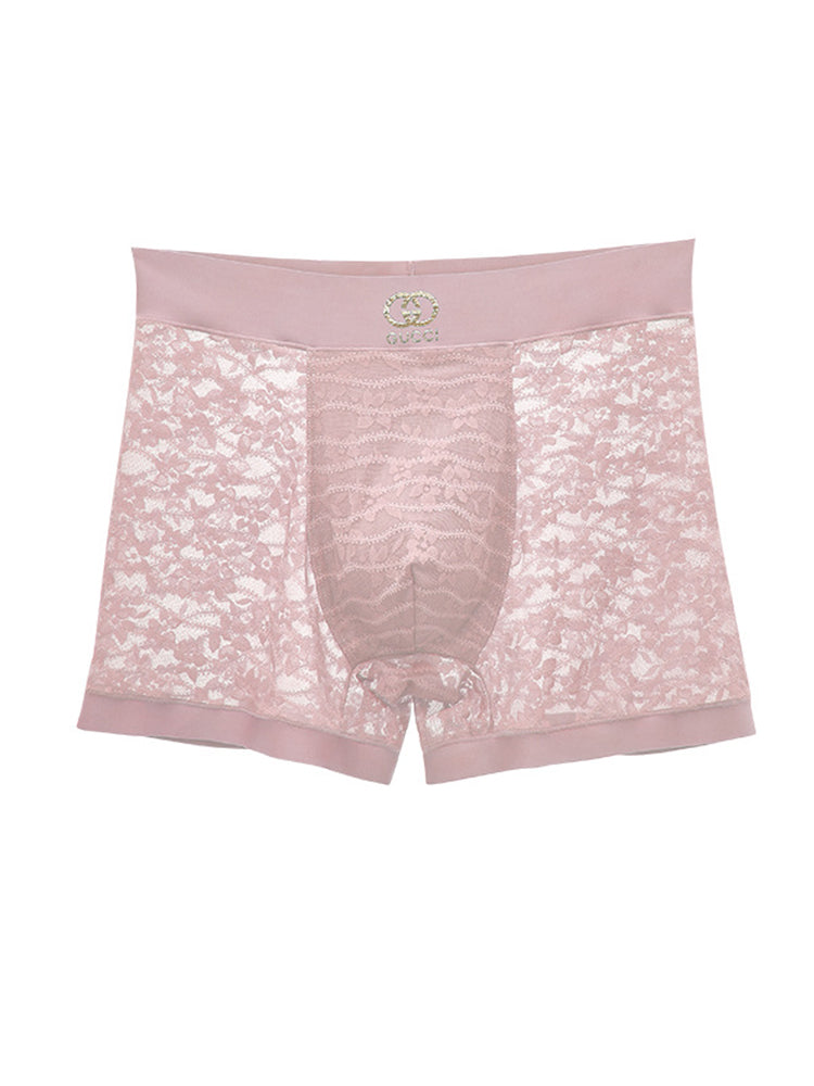 Men's Mid-Rise Sexy Seamless Lace Trunks | dmunderwear detail image 13