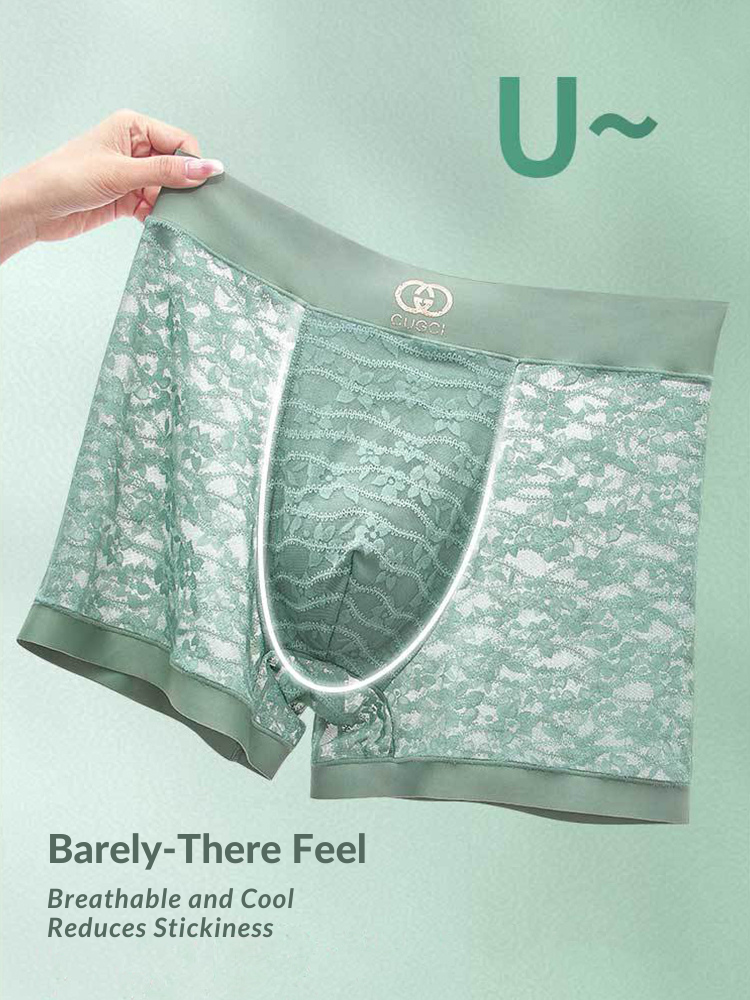Men's Mid-Rise Sexy Seamless Lace Trunks | dmunderwear detail image 4