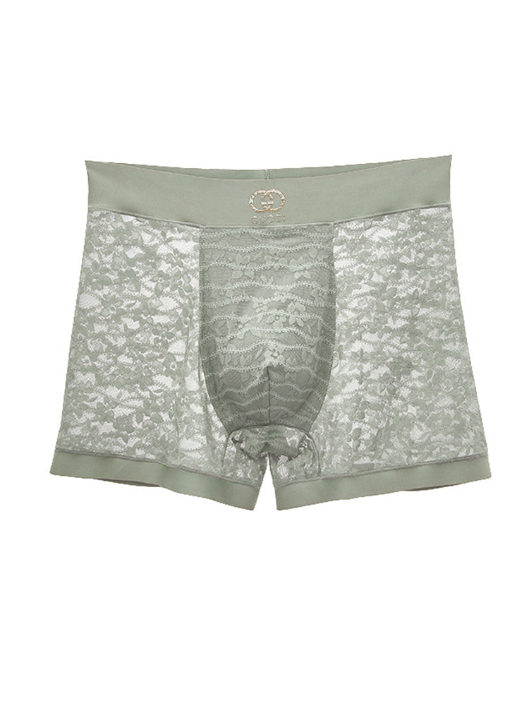 Men's Mid-Rise Sexy Seamless Lace Trunks | dmunderwear detail image 6