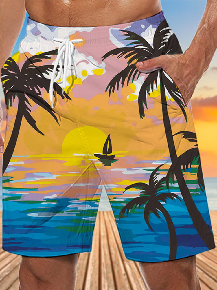 Men's Moisture-Wicking Bold Prints Sporty Cut Board Shorts | dmunderwear detail image 9