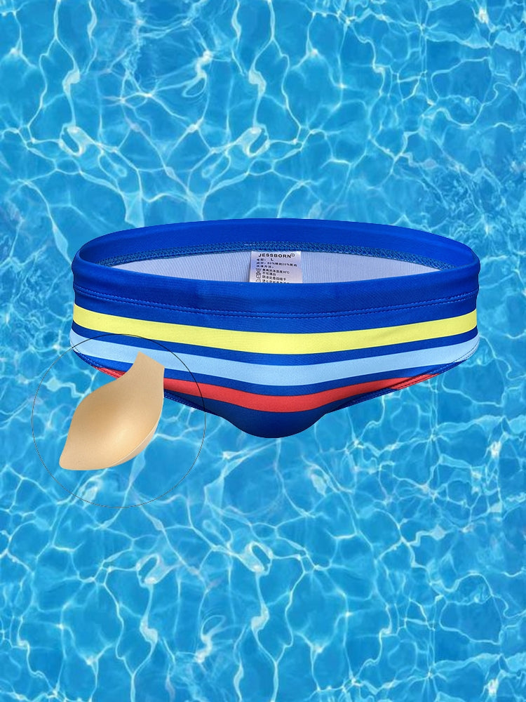 Men's Moisture-Wicking Sexy Striped Color Swim Briefs | dmunderwear