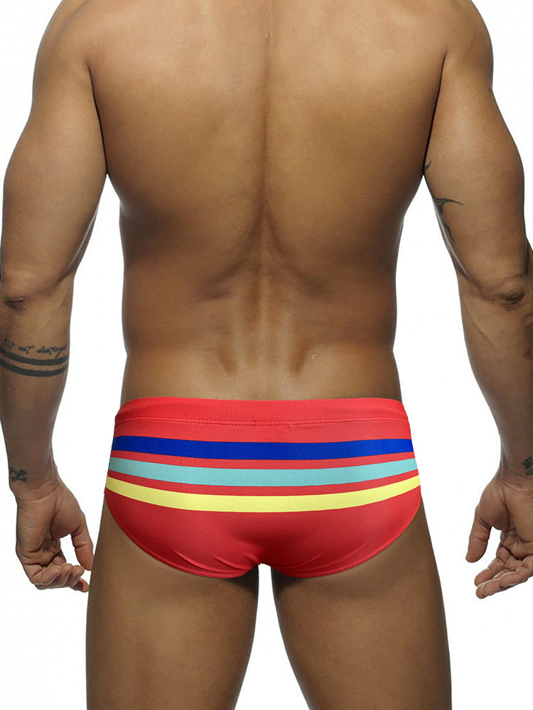 Men's Moisture-Wicking Sexy Striped Color Swim Briefs | dmunderwear detail image 13