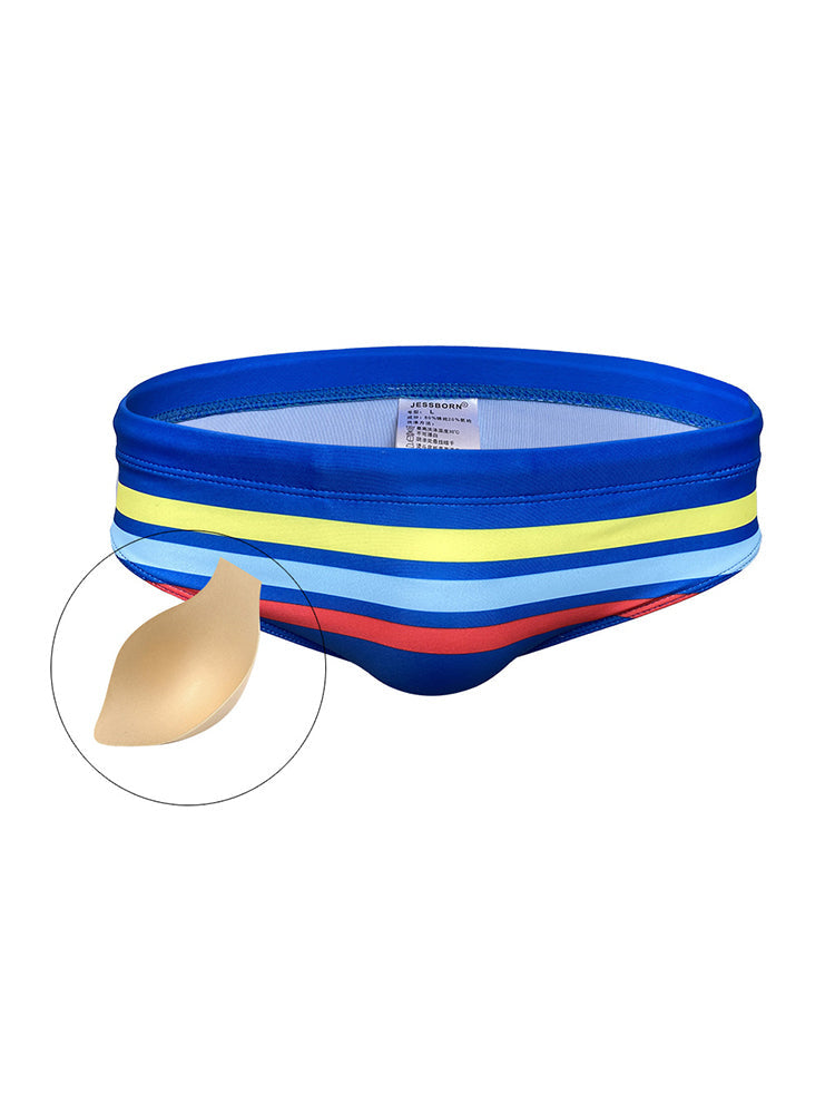 Men's Moisture-Wicking Sexy Striped Color Swim Briefs | dmunderwear detail image 14