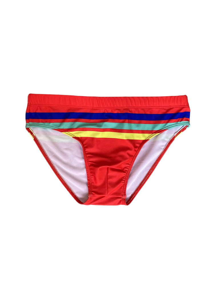 Men's Moisture-Wicking Sexy Striped Color Swim Briefs | dmunderwear detail image 17