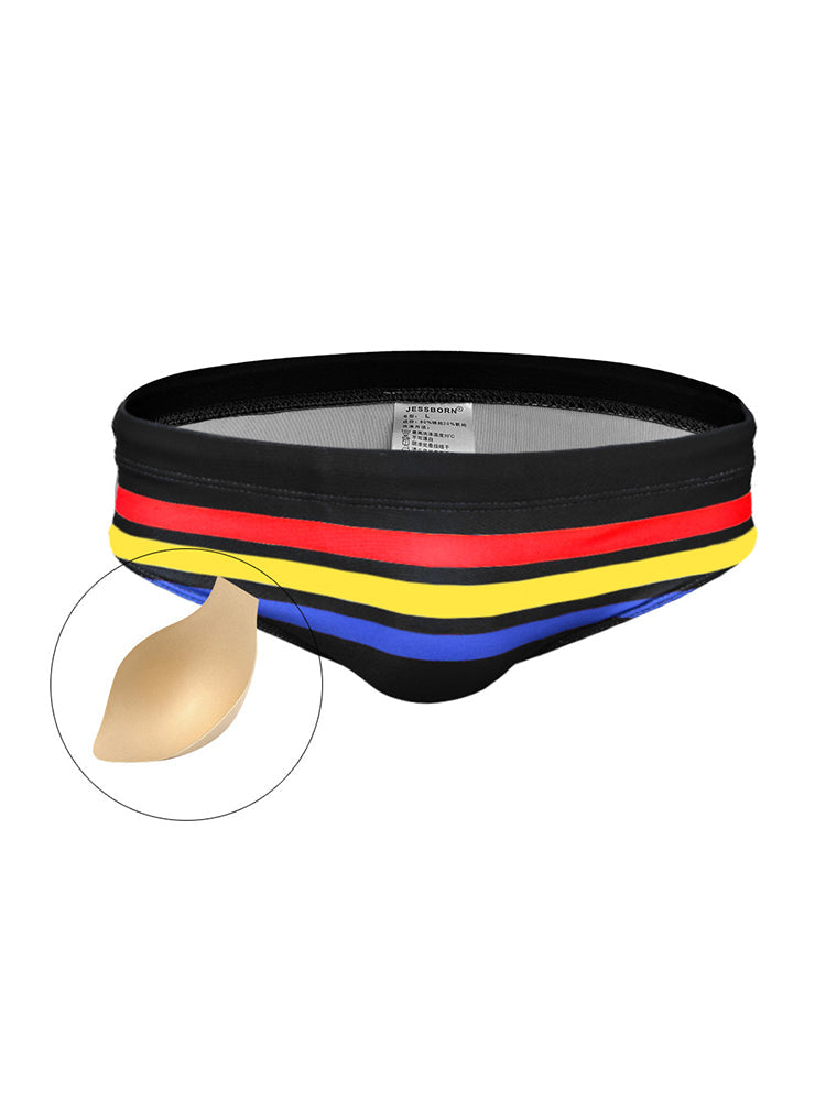 Men's Moisture-Wicking Sexy Striped Color Swim Briefs | dmunderwear variant image