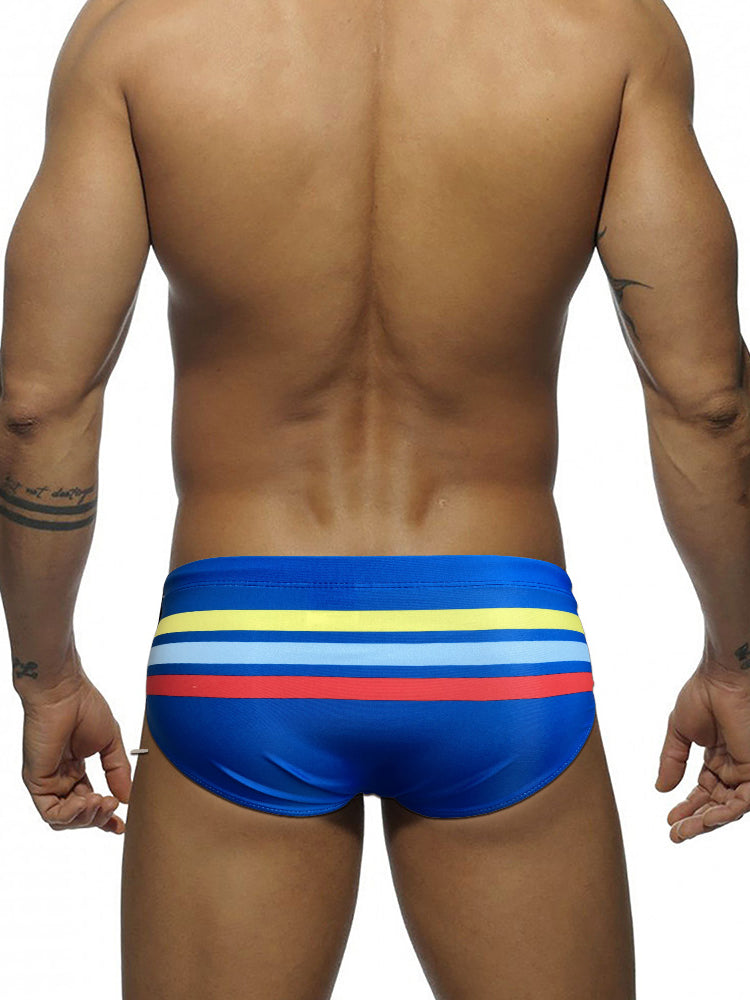 Men's Moisture-Wicking Sexy Striped Color Swim Briefs | dmunderwear detail image 5